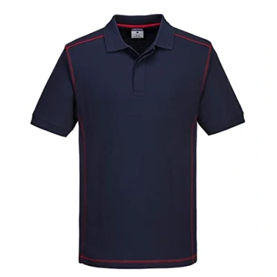 Afbeelding van Poloshirt lange mouw maat Large, NavRed