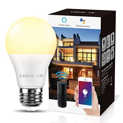 Afbeelding van Lepro E27 smart lamp, 9 W, gloeilampen, wifi, led 806 lumen, home lampen, dimbare 2,4 GHz, dimbaar warm licht, compatibel met Alexa Echo, Google Home, 1 verpakking