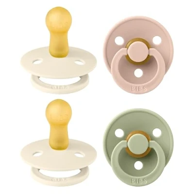 Afbeelding van BIBS Colour speen verpakking 4 stuks, BPA vrije fopspeen, Ronde speen. Natuurlijk rubberlatex, Geproduceerd in Denemarken/EU. Maat 2 (Verpakking stuks), Ivory Mix