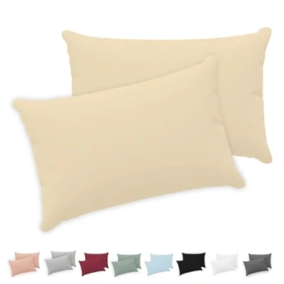 Afbeelding van Twinzen® Kussensloop 30x50 cm (Set van 2) 100% Katoen Jersey 150 GSM Beige Kussenhoes met ritssluiting Oeko Tex gecertificeerd