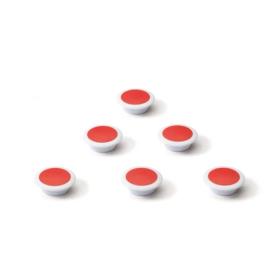 Afbeelding van Glasbordmagneten rood, extra sterk, 6 stuks