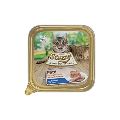 Afbeelding van Stuzzy Mister Natvoer voor volwassen katten, tonijn, lijnpaté en vlees in stukken, totaal 3,2 kg (32 bekers x 100 g)