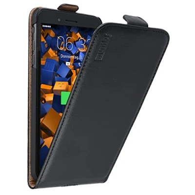 Afbeelding van mumbi Echt lederen flipcase compatibel met iPhone 7 Plus / 8 hoes tas case portemonnee, zwart
