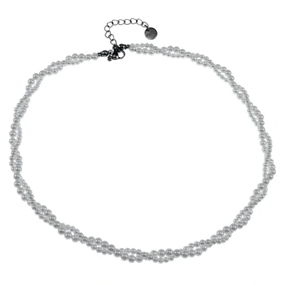 Afbeelding van 46cm tot 51cm Ketting Dames Choker RVS Gevlochten Witte Natuurlijke Schelp Parelsketting Halsketting Verstelbaar