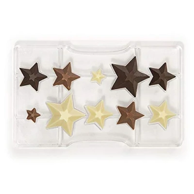 Afbeelding van Chocolademal Sterren (10x) 2,0 3,5 5,0x4,2 cm