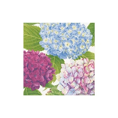 Afbeelding van Entertaining with Caspari Hydrangea Garden Cocktail Paper Servet, Blauw, 12,7 x 3 cm, 14410C