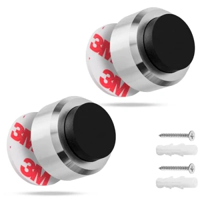 Afbeelding van ECENCE Roestvrijstaalen Deurstopper 2x Muurbuffer Rubberbuffer, Deurbuffer, Deurkruk, Muurbescherming Deurgrendel, Muurbevestiging, Bevestigingsmateriaal inbegrepen