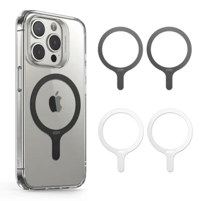 Afbeelding van ESR 4 stuks magnetische ringstickers, compatibel met MagSafe Ring, stickers, universele conversieset, voor iPhone 15/14/13/12/11/X, Galaxy S23/S21/S20/S10 serie, zwart en wit