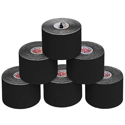 Afbeelding van ALPIDEX Kinesiologie Tape 1/3/ 6/12 rollen Veel kleuren 5 m x cm Toepassingsfolder Elastisch Waterdicht Huidvriendelijk Fysio Spier Set, Kleur:Zwart, Aantal stuks:6