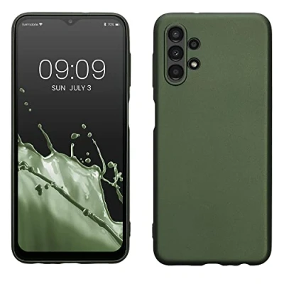 Afbeelding van kwmobile telefoonhoesje geschikt voor Samsung Galaxy A13 4G Hoesje smartphone Back cover in metallic dennengroen