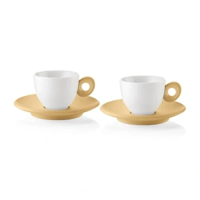 Afbeelding van Guzzini EVERYDAY Set van 2 koffiekopjes met schotel Mosterd Geel 081700211