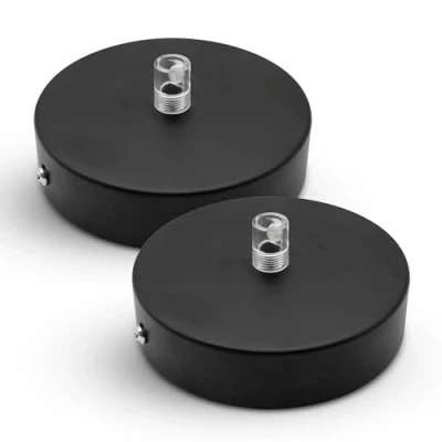 Afbeelding van DOJA Barcelona plafondlampen baldakijn zwart 2 stuks verpakking lampbaldakijn 100 x 25 mm plafondrozet metalen plafondbaldakijn accessoires, slaapkamerdecoratie,