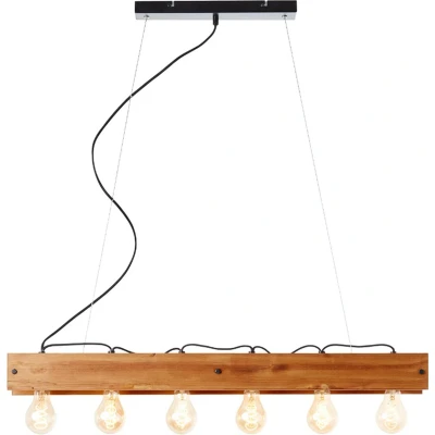 Afbeelding van Brilliant Leuchten Hanglamp Calandra 150 cm hoogte, 90 breedte, 6 x e27, metaal/hout, zwart/hout (1 stuk)