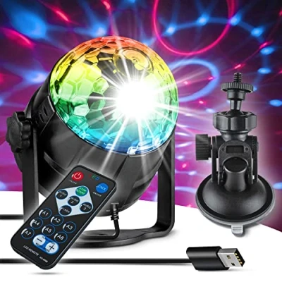 Afbeelding van Xpertance DeLuxe led discobal voor kinderen, discobal, muziekgestuurd, 7 kleuren discolichteffect + 4 m USB kabel, feestlicht afstandsbediening