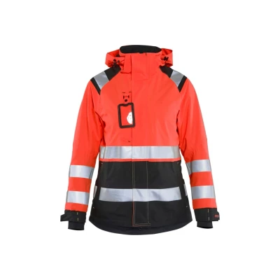 Afbeelding van Blaklader Dames Shell jack High Vis 4904 1987 Rood/Zwart