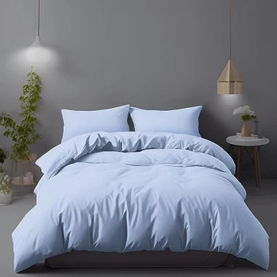 Afbeelding van LivinEase Geborstelde Microvezel 240x220cm Dekbedovertreksets 100 GSM Spa Blauw Dekbedovertrek Met 2 Kussensloop (65 x 65 cm) Hotelkwaliteit Hypoallergeen, Onderhoudsvriendelijk en Comfortabel