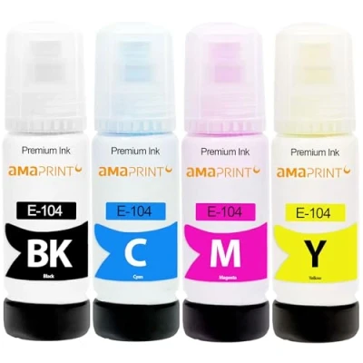 Afbeelding van Amaprint 4 XL Inkt compatibel met Epson 104 voor EcoTank ET 1810 2710 2711 2712 2714 2715 2720 2721 2726 2810 2811 2812 2814 2815 2820 2821 2825 2826 4700 4800 (4 x 70ml)
