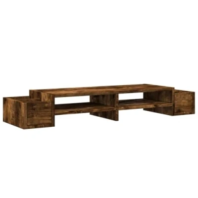 Afbeelding van vidaXL Monitorstandaard met opslag 100x27x15 cm hout gerookt eiken