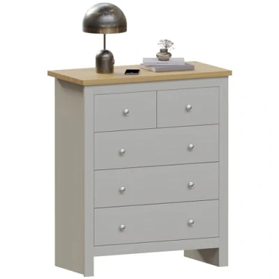 Afbeelding van Vida Designs Arlington 3+2 commode kast opslag moderne slaapkamer meubels (grijs)
