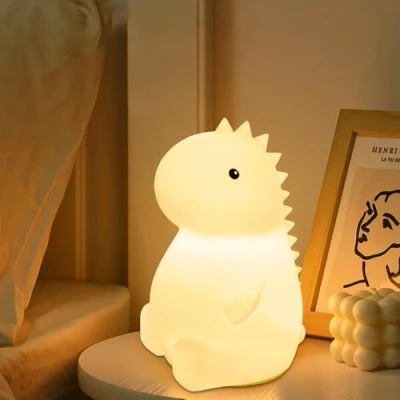 Afbeelding van BUOAZR Dinosaurus Kinderlampen voor kinderen, aanraking Silicone Lamp met heet licht Dimable &amp; Light van 7 kleuren, USB oplaadbare, Siliconenlamp kinderen