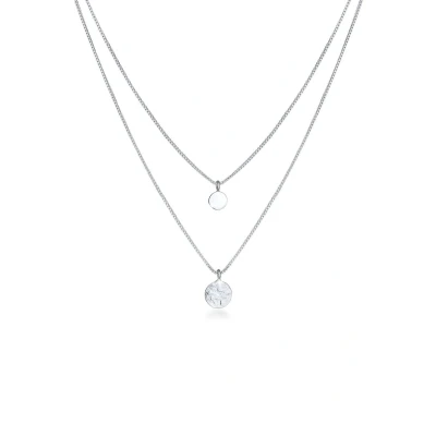Afbeelding van Elli COIN Structure Ketting, Dames, Maat: 55, Silber