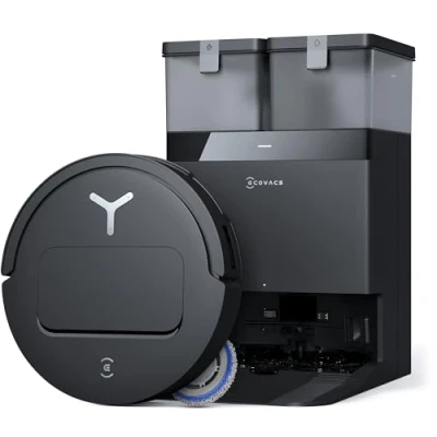 Afbeelding van ECOVACS Deebot T50 Pro Omni Robotstofzuiger met dweilfunctie, uitschuifbare zijborstel en dweil, 15.000 Pa, auto toevoeging van reinigingsoplossing, dweilen 75 C heet water, ultradun, 81 mm