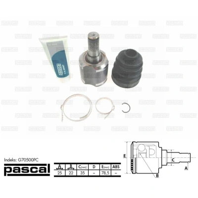 Afbeelding van Homokineet reparatie set, aandrijfas PASCAL G70500PC