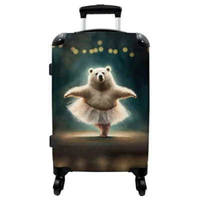 Afbeelding van NoBoringSuitcases.com Kinderkoffer Beer Rok Ballet Meisjes Kind 60 liter Grote koffer 20 kg bagage Trolley kinderen Reiskoffer 66 cm meisje Hardcase Lichtgewicht TSA slot