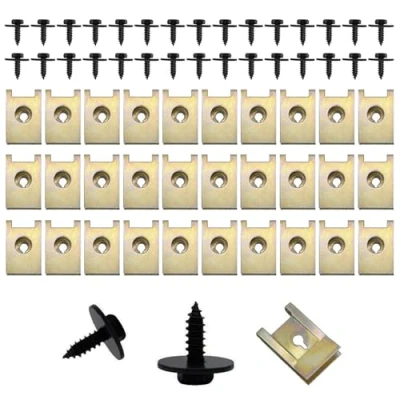 Afbeelding van Vordpe 60 stuks schroefmoer clipkit, koolstofstaal, plaatmoer, carrosserieclips, schroeven met afdichting, plaatschroeven voor wielafdekking, bodemplaat