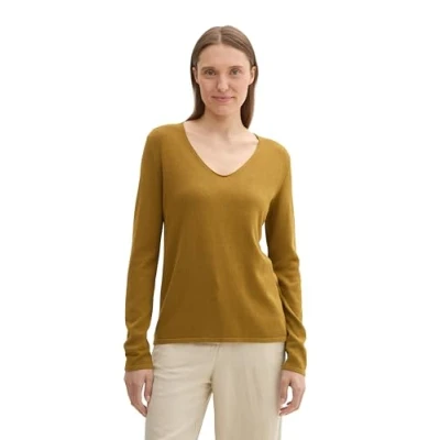 Afbeelding van TOM TAILOR 1012976 Basic gebreide trui voor dames, 25988 Covert Kaki, M