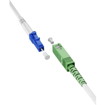 Afbeelding van LC/UPC SC/APC Simplex FTTH kabel OS2 wit LSZH 1 meter