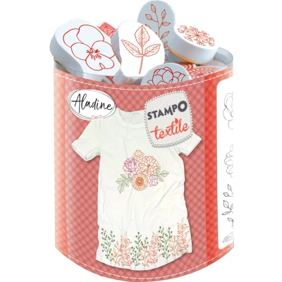 Afbeelding van STAMPO TEXTILE FLEURS &amp; FEUILLES
