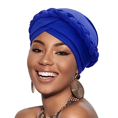 Afbeelding van DRESHOW Vrouwen Tulband Pre Tied Twisted Braid Hair Cover Wrap Hoed Afrikaanse Beanie Headwraps Chemo kanker Cap
