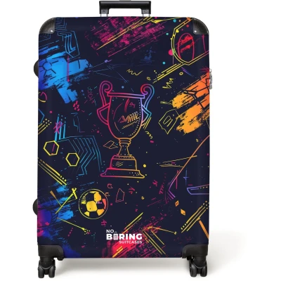 Afbeelding van NoBoringSuitcases.com® Koffer groot Reiskoffer lichtgewicht Neon sporttrofee design Rolkoffer met 4 wielen Grote trolley XL 98 liter bagage