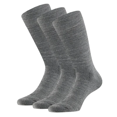 Afbeelding van 3x Apollo Hoge Sokken Merinowollen Badstof Zool Medium Grey Melange 35/38