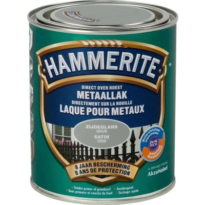 Afbeelding van Hammerite Metaallak Satin Grijs 0.75L