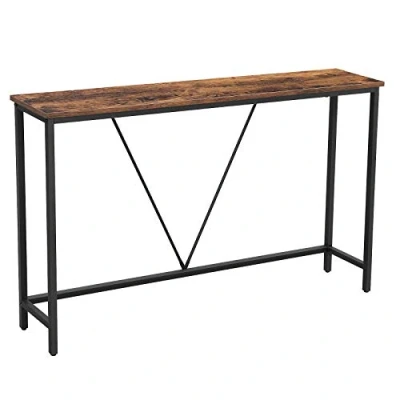 Afbeelding van VASAGLE Consoletafel, gangtafel, bijzettafel, entree, woonkamer, stabiel stalen frame, industrieel design, vintage bruin zwart LNT020B01