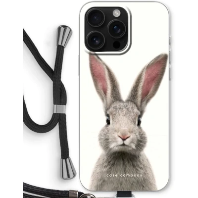 Afbeelding van Case Company® hoesje met Koord geschikt voor iPhone 16 Pro Max Daisy Telefoonhoesje Zwart Bescherming aan alle Kanten en Over de Schermrand