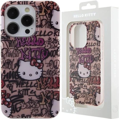 Afbeelding van Hello Kitty HKHCP13XHDGPTP hoes voor iPhone 13 Pro Max 6,7&quot; roze hardcase IML Tags Graffiti