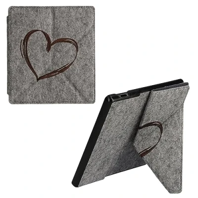 Afbeelding van kwmobile vilten case voor e reader Compatibel met Amazon Kindle Oasis 10. Generation Magnetische sluiting Brushed Hart