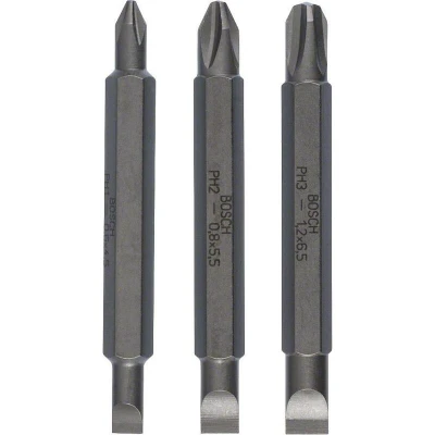 Afbeelding van Bosch Accessories S 0,6 x 4,5, 0,8 x5,5, 1,2 6,5, PH1, PH2, PH3, 60 mm Dubbelbitset