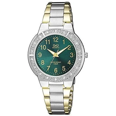 Afbeelding van Q&amp;Q horloge met groen wijzerplaat Q901J415Y
