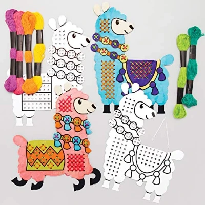 Afbeelding van Baker Ross Lovely Llama Colour in Cross Stitch Kits — Ideaal voor kinderen kunst en ambachten, educatief speelgoed, geschenken, aandenken meer (5 Pack), AT510