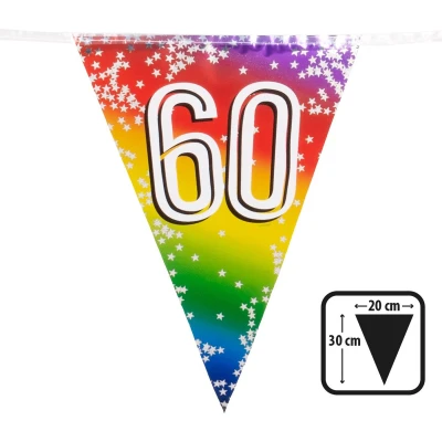Afbeelding van Vlaggenlijn 60 jaar versiering vlaggetjes slinger 6 meter Vlaggenlijnen