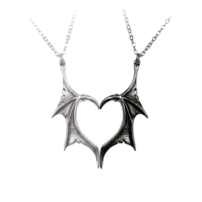 Afbeelding van Alchemy Darkling Heart Friendship Pendant Ketting Zilverkleurig/Zwart