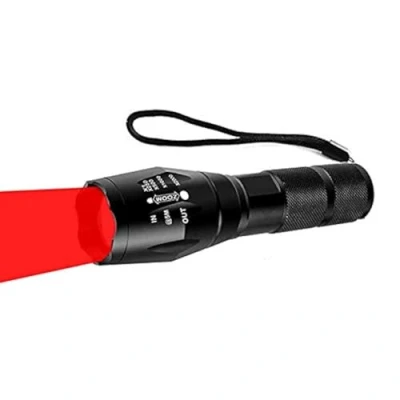 Afbeelding van rood licht fakkel, WESLITE LED jacht zaklamp met signaal fakkels focus verstelbare rode tactische 1 modus voor astronomie nachtzicht wandelen