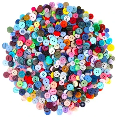 Afbeelding van 1000 stuks kleurrijke knopen, ronde knutselknopen van hars, snoepkleuren, kleine knopen voor naaien, doe het zelf handwerk, scrapbooking en decoreren