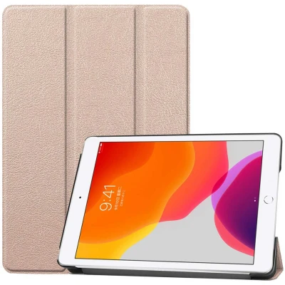 Afbeelding van Apple iPad 10.2 (2020) Hoes: iMoshion Trifold Bookcase Rosé Goud Kunstleder Tablet Hoezen