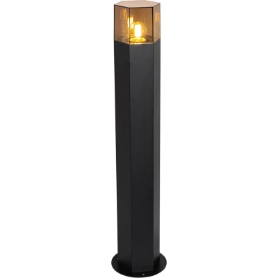 Afbeelding van QAZQA Staande buitenlamp zwart met smoke kap zeshoek 70 cm Denmark