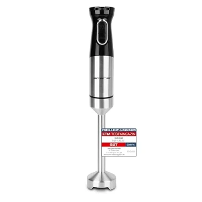 Afbeelding van EMERIO HB 132381 Staafmixer met krachtige 1000 watt, pureerstaaf (afneembaar) en meseenheid van duurzaam roestvrij staal, instelbare snelheid, BPA vrij, turbo knop, ergonomisch